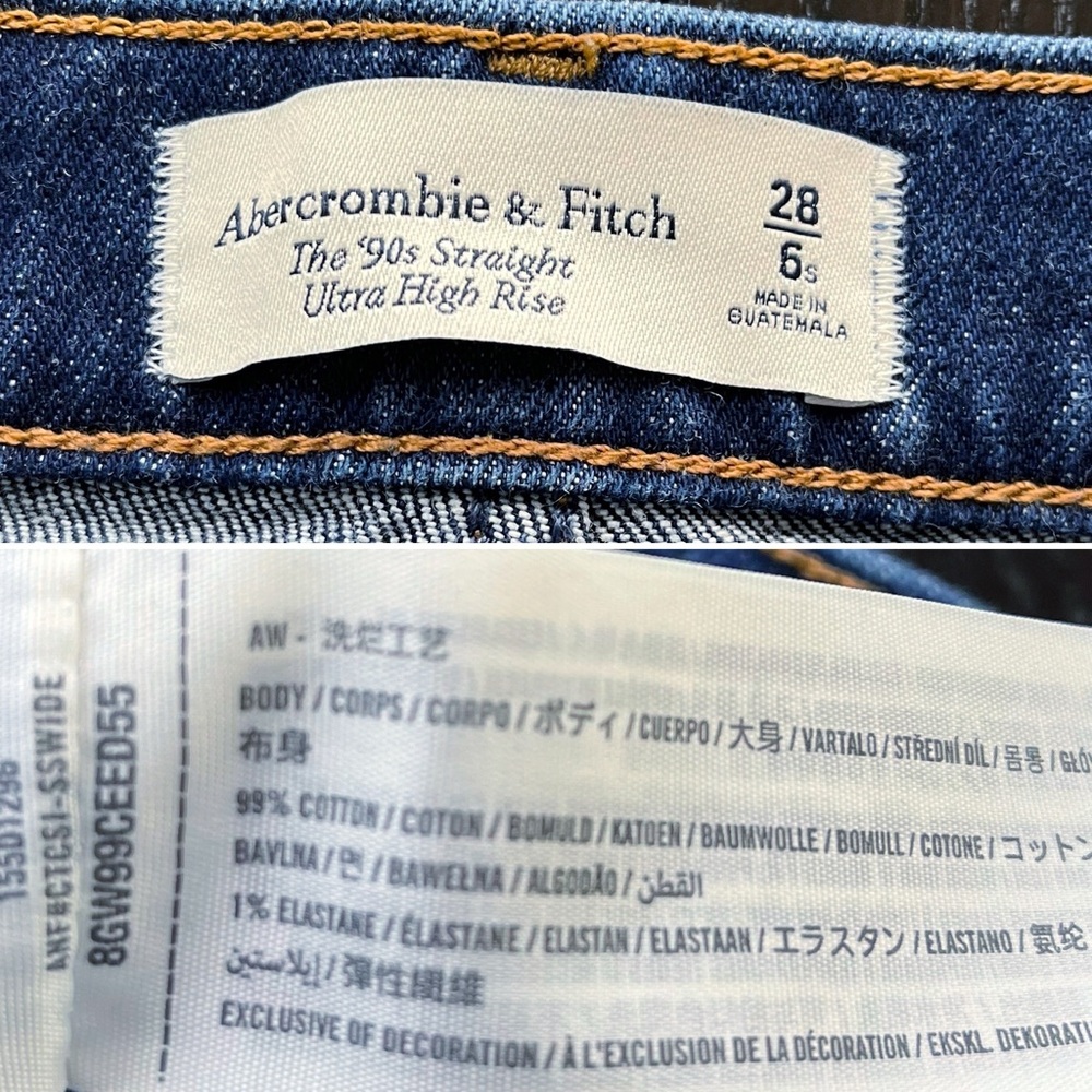 BOGO! Abercrombie The 90’s Straight Ultra High Rise Jeans Dark Wash 28 Short - Picture 10 of 11